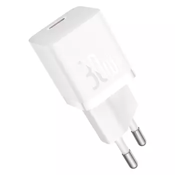 Сетевое зарядное устройство BASEUS GaN5 Fast Charger (mini) 1C 30W CCGN070502 30 Вт, EU, USB type-C, Quick Charge, PD, белый (CCGN070502)
