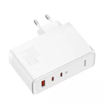 Сетевое зарядное устройство BASEUS GaN5 Pro Fast Charger 2C+U 140W CCGP100202 140 Вт, USB, EU, 2xUSB type-C, Quick Charge, PD, белый (CCGP100202)