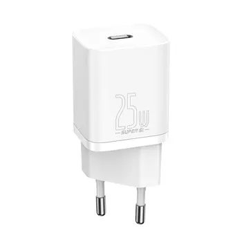 Сетевое зарядное устройство BASEUS Super Si Quick Charger 1C 25W CCSP020102 25 Вт, EU, USB type-C, Quick Charge, PD, белый (CCSP020102)