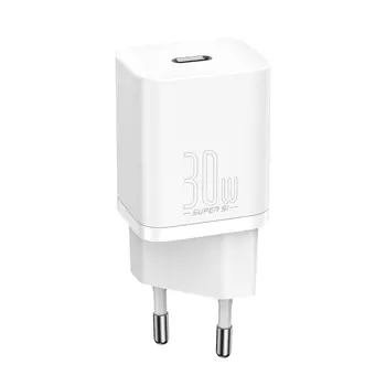 Сетевое зарядное устройство BASEUS Super Si quick charger 1C 30W CCSUP-J02 30 Вт, EU, USB type-C, Quick Charge, PD, белый (CCSUP-J02)