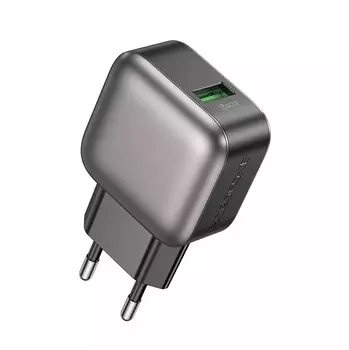 Сетевое зарядное устройство Borofone Absolute BAS52A 18 Вт, USB, EU, Quick Charge, черный (6941991116155), кабель microUSB/USB Type A