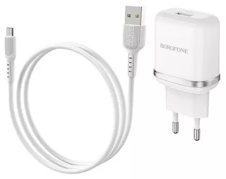 Сетевое зарядное устройство Borofone BA36A 15W, 1USB, Quick Charge, 3A, черный