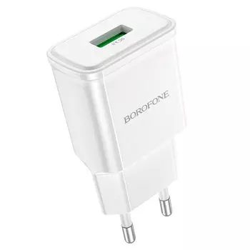 Сетевое зарядное устройство Borofone BA59A Heavenly 18Вт, USB, Quick Charge, 3A, белый (133705), кабель USB Type C