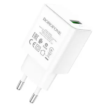Сетевое зарядное устройство Borofone BA66A 18Вт, USB, Quick Charge, 3A, белый (207909)