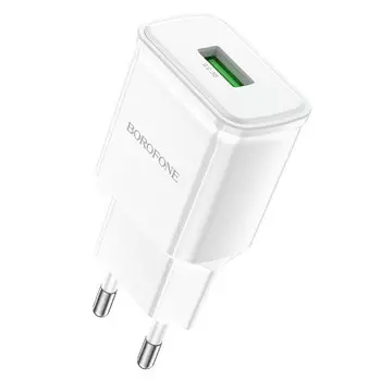 Сетевое зарядное устройство Borofone Heavenly BA59A 18 Вт, USB, EU, Quick Charge, белый (6974443380170)