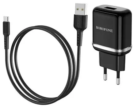 Сетевое зарядное устройство Borofone High BA36A, 18 Вт, USB, Quick Charge, 3А, белый (6931474716019), кабель USB Type-C