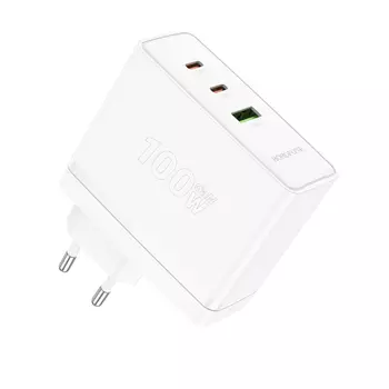 Сетевое зарядное устройство Borofone Imperial BN11 100 Вт, USB, EU, 2xUSB type-C, Quick Charge, PD, белый (6941991103773)