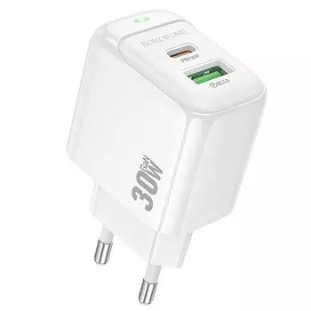 Сетевое зарядное устройство Borofone Potential BAS45A 30 Вт, USB, EU, USB type-C, Quick Charge, PD, белый (6941991113871)
