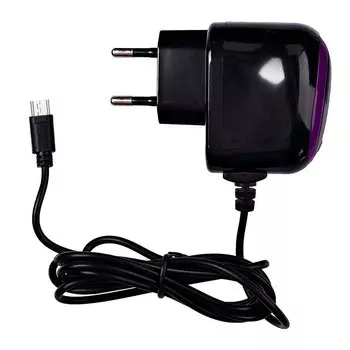 Сетевое зарядное устройство Brera Classic, 1A, черный/фиолетовый (47215), кабель microUSB