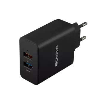 Сетевое зарядное устройство Canyon CNE-CHA07B, 2USB, 2.4A, черный