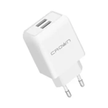 Сетевое зарядное устройство Crown CMWC-3002, 2xUSB, 1.2A, белый (CM000003616)