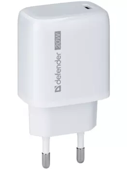 Сетевое зарядное устройство Defender UPA-120 20W, USB type-C, Quick Charge, PD, 3A, белый (83586)