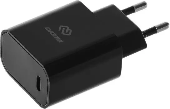 Сетевое зарядное устройство Digma DGW2C 20Вт, USB type-C, Quick Charge, PD, 3A, черный (DGW2C0F010BK)