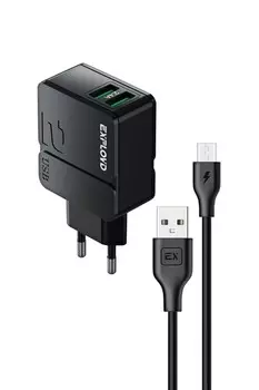 Сетевое зарядное устройство Exployd Easy EX-Z-1440 5Вт, 2xUSB, 2.4A, черный (EX-Z-1440), micro USB