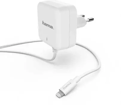 Сетевое зарядное устройство Hama H-183318 30 Вт, PD, белый (00183318), встроенный кабель Lighting 8-pin