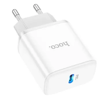Сетевое зарядное устройство Hoco C104A Stage single port 20Вт, USB type-C, Quick Charge, PD, 3A, белый (214017)