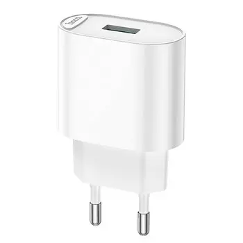 Сетевое зарядное устройство Hoco C109A Fighter single port 18Вт, USB, Quick Charge, 3A, белый (214010)