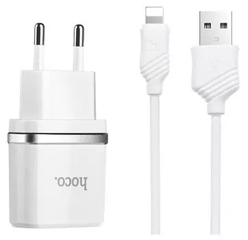 Сетевое зарядное устройство Hoco c12 15W, 2USB, 1.5A, белый