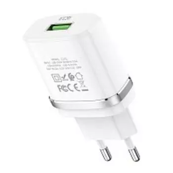 Сетевое зарядное устройство Hoco C12Q 18W, USB, Quick Charge, 3A, белый (202552)