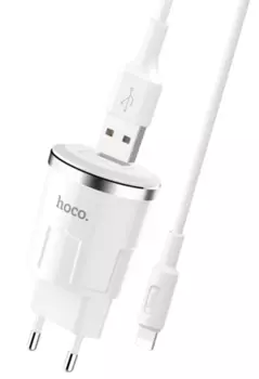 Сетевое зарядное устройство Hoco C37A 10W, 1USB, 2.4A, белый, кабель Lightning