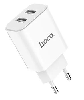 Сетевое зарядное устройство Hoco C62A Victoria 10W, 2USB, 1.5A, белый