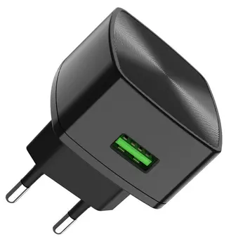 Сетевое зарядное устройство Hoco C70A 15W, 1USB, Quick Charge, 3A, черный, кабель USB Type C