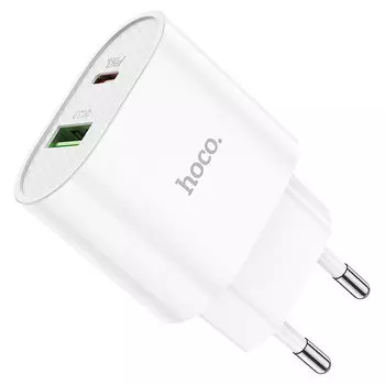 Сетевое зарядное устройство Hoco C95A Lineal 20Вт, USB, USB type-C, Quick Charge, PD, 3A, белый (6931474757319)