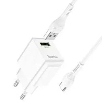 Сетевое зарядное устройство Hoco C98A Proton 18W, USB, Quick Charge, 3A, белый (206228), кабель USB Type C