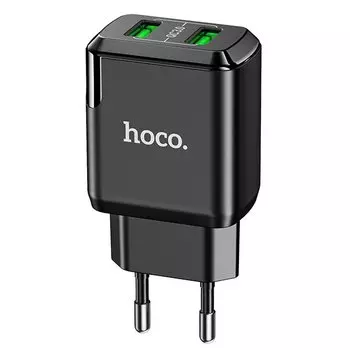Сетевое зарядное устройство Hoco Charmer N6 18W, 2xUSB, Quick Charge, черный (127859)