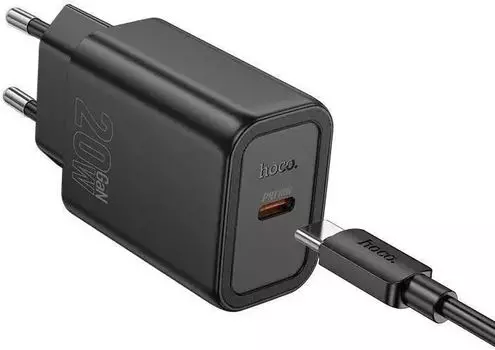 Сетевое зарядное устройство Hoco Gentle N60 20 Вт, EU, USB type-C, Quick Charge, PD (2073184), кабель type-C/type-C