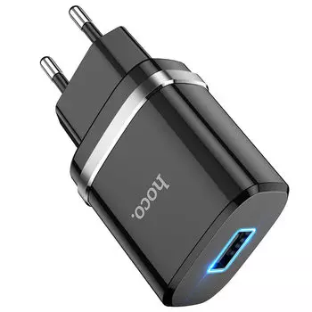 Сетевое зарядное устройство Hoco N1 Ardent, 1USB, 2.4A, белый (6931474730923)