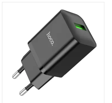 Сетевое зарядное устройство Hoco N26 Maxim 18Вт, USB, Quick Charge, 3A, черный (213941), micro USB