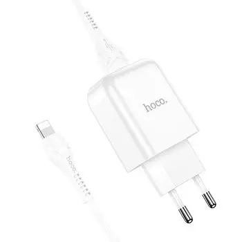 Сетевое зарядное устройство Hoco N2 Vigour, 1USB, 2A, белый (6931474728838), кабель Lightning