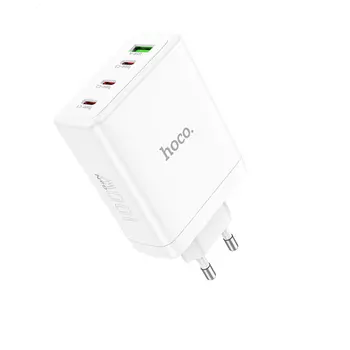 Сетевое зарядное устройство Hoco N31 100 Вт, USB, EU, 3xUSB type-C, Quick Charge, PD, белый (6931474784179)