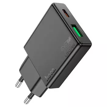 Сетевое зарядное устройство Hoco N38 20 Вт, USB, EU, USB type-C, Quick Charge, PD, черный (21997)