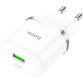 Сетевое зарядное устройство Hoco N3 18W, 1USB, Quick Charge, 3A, белый (6931474729354)