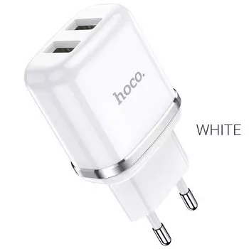 Сетевое зарядное устройство Hoco N4 Aspiring, 2USB, 2.4A, белый (6931474731005)