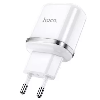 Сетевое зарядное устройство Hoco N4 Aspiring, 2xUSB, 2.4A, белый (6931474731043), кабель microUSB