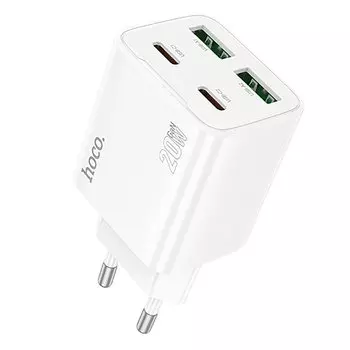 Сетевое зарядное устройство Hoco N55 20 Вт, 2xUSB, EU, 2xUSB type-C, Quick Charge, PD, белый (6942007632447)