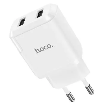 Сетевое зарядное устройство Hoco N7 Speedy, 2xUSB, 2.1A, белый (6931474740571), Lightning 8pin