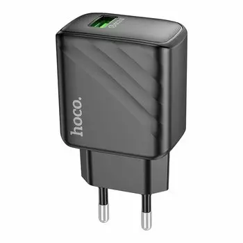 Сетевое зарядное устройство Hoco Rich CS21A 18 Вт, USB, EU, Quick Charge, черный (6942007609890), кабель microUSB/USB Type A