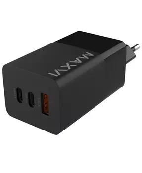 Сетевое зарядное устройство Maxvi A483GN 65Вт, USB, 2xUSB type-C, Quick Charge, PD, 5A, черный