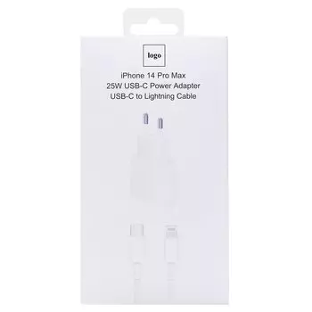 Сетевое зарядное устройство ORG 25 Вт, EU, USB type-C, белый (221372), кабель Lightning/Type-C