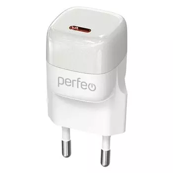 Сетевое зарядное устройство Perfeo I4651 20 Вт, EU, USB type-C, Quick Charge, PD, белый (I4651)