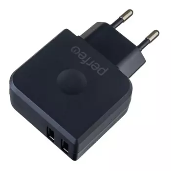 Сетевое зарядное устройство Perfeo с двумя разъемами USB, 2USB, черный ( I4623)