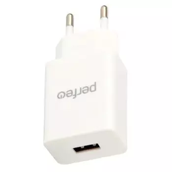 Сетевое зарядное устройство Perfeo, USB, EU, белый (I4665)