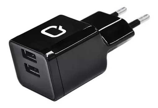 Сетевое зарядное устройство Qumo Energy, 2USB, 3A, черный (Charger 0061), кабель microUSB