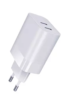 Сетевое зарядное устройство Qumo Energy 35 Вт, 2xUSB type-C, PD, 3А, белый (Charger 0074)