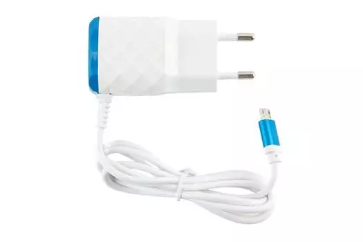 Сетевое зарядное устройство Red Line NC-2.1AC, 2USB, 2.1A, синий (УТ000013619), кабель microUSB