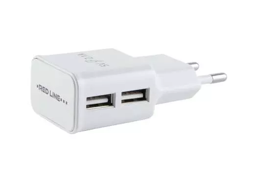 Сетевое зарядное устройство Red Line NT-2A, 2USB, 2.1A, белый (УТ000013637), Lightning 8pin